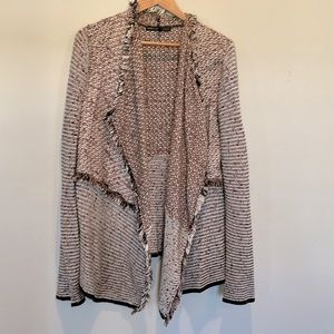 White House Black Market pink black white open front cardi blazer sweater sz XL